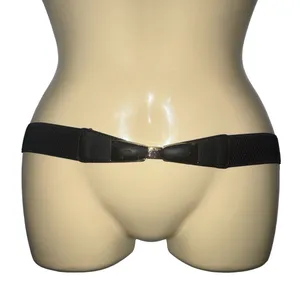 Vintage bow Black Elastic Hip Belt with Center Clasp thumbnail 1