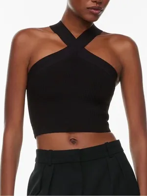 Aritzia Babaton Sculpt Knit Criss Crossed Crop Top thumbnail 1