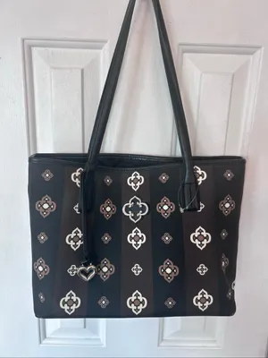 Brighton F328072 Brown & Black Leather Tote Bag Purse thumbnail 1