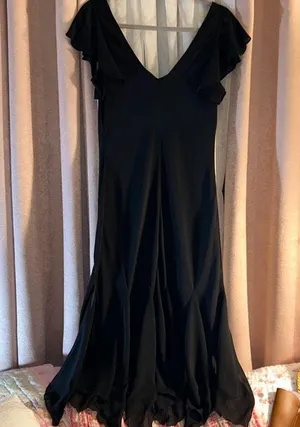 Vintage S.L. Fashions Size 12 Black Floral Embellished Midi Dress thumbnail 7