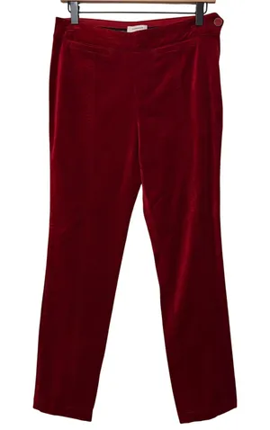 Anthropologie The Essential Slim Velvet Pants Red Side Zip Trousers Size 4‎ thumbnail 1