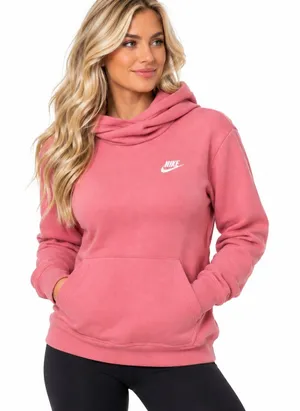 Nike Pink Funnel Neck Hoodie Sweatshirt- Women’s Small thumbnail 1
