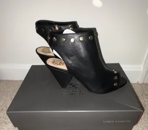 Vince Camuto Black StuddedToe Cone Heel Ankle Strap Heels thumbnail 5