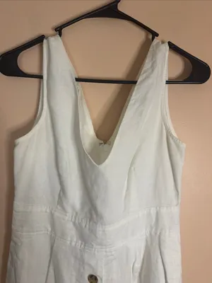 GAP White Sleeveless V-Neck Midi Dress with Front Button Placket thumbnail 3