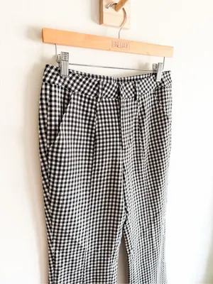 Evereve Black & White Gingham Pants Size S thumbnail 4