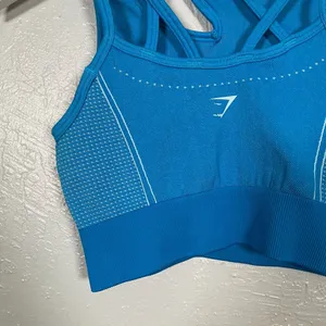 Gymshark Women M Blue Ultra Seamless Sports Bra Strappy Stretch Gym Athletic thumbnail 5
