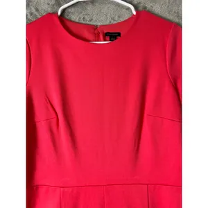 Ann Taylor Coral Pink Short Sleeve Seamed Fit and Flare A-Line Work Dress 6 New thumbnail 2