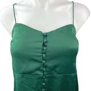 Urban Outfitters Green Silk Satin Spaghetti Cami Camisole Mini Slip Dress XS thumbnail 5