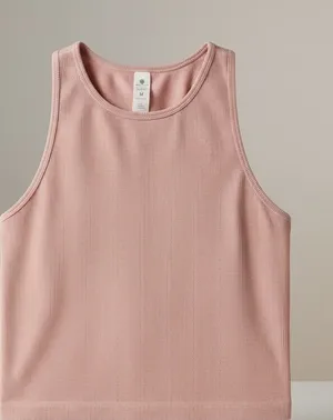Yogalicious Ribbed Crop Tank Medium Pink Athletic Yoga Top Stretch Fitted thumbnail 1