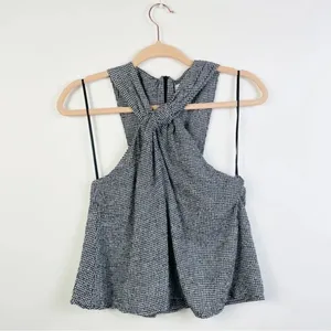MANGO Gingham Halter‎ Twist Top Size XXS thumbnail 2