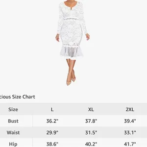 White Floral Lace Mermaid BodyCon Dress Sheer Ruffle Hem Tag XXL (U.S. L) NEW thumbnail 12