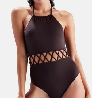 Solid & Striped AMAZING BROWN  ONE PIECE CUT OUT BATHING SUIT thumbnail 1