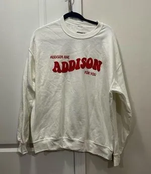 Addison Rae White For You Crewneck Sweatshirt Size Large thumbnail 1
