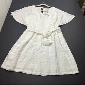 Tommy Bahama St. Lucia Linen-Blend Split-Shoulder Dress White SZ Small NEW *FLAW thumbnail 1