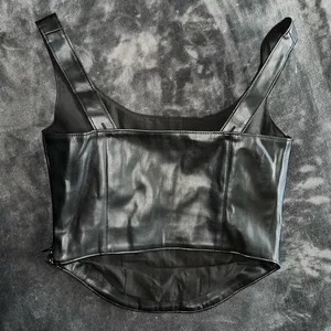 Abercrombie and Fitch Vegan Leather Corset Scoopneck Top in Black Size XS thumbnail 8