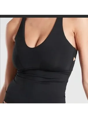 New Athleta S Triangle Tankini Cup D-DD Small Black #531208002 thumbnail 3