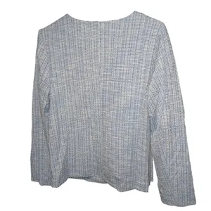 MEROKEETY Women's Textured Blazer‎ Jacket Light Blue Button Front Size M thumbnail 2