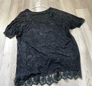 Bohemian Chic Top lace trim pol womens Black (large) whimsigoth witch grunge thumbnail 4