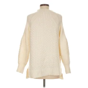By Anthropologie Ivory Alpaca Blend Textured Mock Neck Sweater Size M thumbnail 7