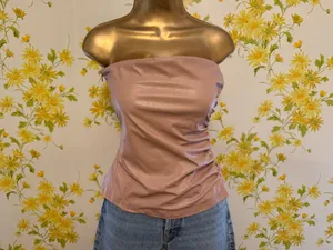 Zara Strapless Faux-Leather Top size S thumbnail 8