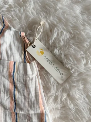 Ocean Drive Striped Gauze Overall Shorts Size M thumbnail 3