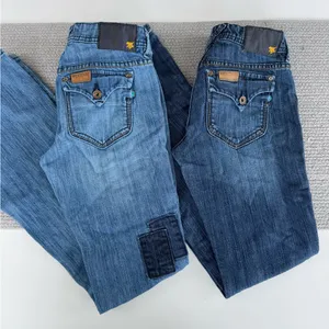 Set/2 MEK Denim Keros Skinny Super Bell Low Rise Flare Jeans Patchwork Dk Rinse thumbnail 17