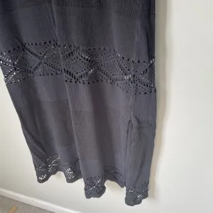 J. Valdi Vintage Boho Crochet Knit Maxi Dress Black Made in USA Size Large thumbnail 9