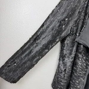 Free People Jacket Womens Large Gray Sequin Open Front Draped Long Sleeve Party thumbnail 3