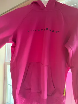 Nike LIVESTRONG Therma-FIT Pink Hoodie Women’s Large L Fleece Athletic Sweatshirt thumbnail 2