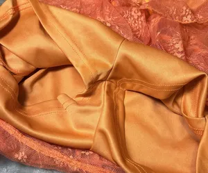 Orange Lace Halter Nighty Sheer Mesh Lace Up Front Ruffle‎ Hem Size M Boho Sexy thumbnail 6