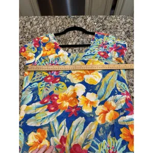 Jams World Tropical Hawaiian Print Mini Dress Corset Back Size Medium Floral‎ thumbnail 5