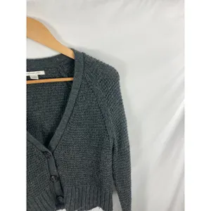 American Eagle Soft Cropped Button Front Cardigan Grey Size XS thumbnail 2