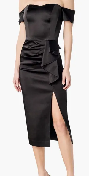 Dress the Population Alani Black off the shoulder Dress Cocktail Bodycon XL thumbnail 1