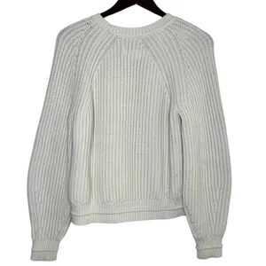 J.Crew Chunky Ribbed Crewneck Long Sleeve Pullover Sweater Stretch M Cream thumbnail 5