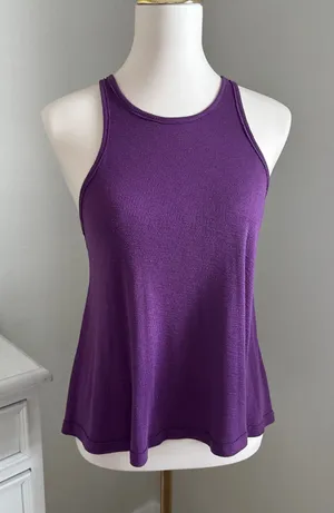 Free People We The Free Purple Ribbed‎ High Neck Racerback Tank Top Made in USA thumbnail 1