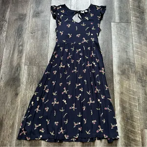 Roxy Rush Minute Short Sleeve Midi Dress Navy Floral Size Small thumbnail 10