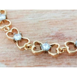 Golden Time Gold-plated Double Heart Bracelet with Cubic Zirconia thumbnail 3