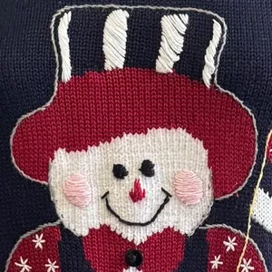 Vintage Christmas Snowman Sweater Size‎ 1X Kitschy whimsical Americana thumbnail 6