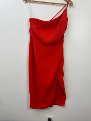 Lovers + Friends Red Asymmetrical One-Shoulder Midi Dress Size M thumbnail 4
