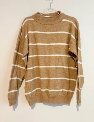 A new day striped oversized sweater beige white size small thumbnail 1