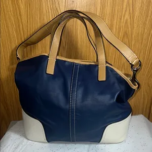 Coach Blue and Tan Shoulder Bag with Chic Design thumbnail 3