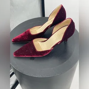 Pancaldi 1888 burgundy‎ velvet pumps size 5 1/2 thumbnail 4