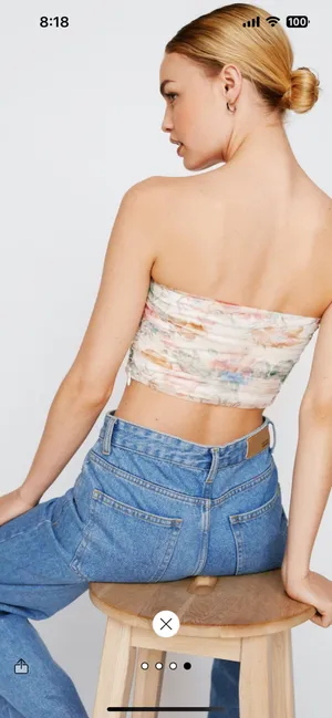Nasty Gal Floral Ruched Strapless Corset Top thumbnail 3