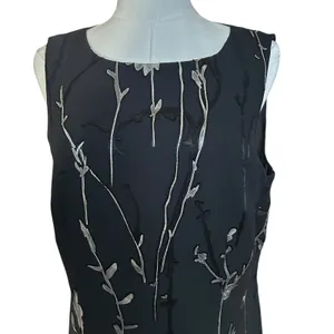 Casual Corner VTG Shift Dress Black Floral Sleeveless Maxi/Ankle SZ 12 Sheer thumbnail 3