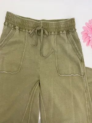 Anthropologie X Daily Practice The Seamed Wide Leg Pants Lounge Olive Green thumbnail 5