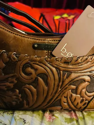 b.o.c. Brown Tooled Leather Crossbody Bag thumbnail 1