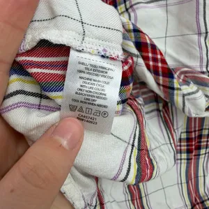 Lou & Grey LOFT red plaid crossover‎ high low cropped collared casual shirt XS thumbnail 6