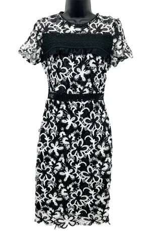 AQUA Floral Lace Sheath Dress Women XS Ruffle Cocktail Elegant Chic‎ Feminine thumbnail 1