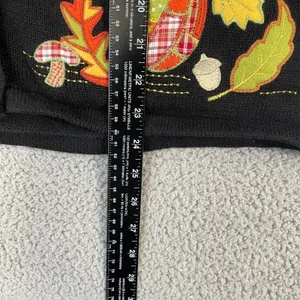 Breckenridge Sweater Vest Women L Black Pumpkin Fall Leaves Autumn Sleeveless thumbnail 7