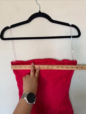 House of CB Laila Red Satin Strapless Hourglass Cocktail Mini dress Size XS long thumbnail 7